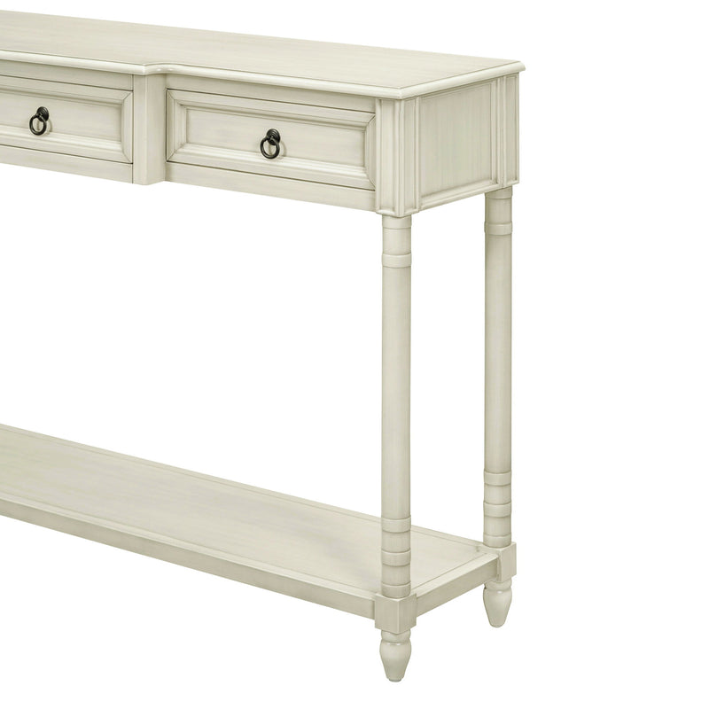 Console Table Sofa Table With Drawers For Entryway With Projecting Drawers And Long Shelf