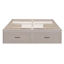 Queen Size Platform Bed with 6 Storage Drawers,Antique White