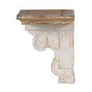 Distressed And Wooden Wall Shelf With Corbel Design - Brown / Antique White