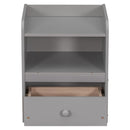 Nightstand, Bedside Table with Open Storage Cabinet, Drawer,Grey