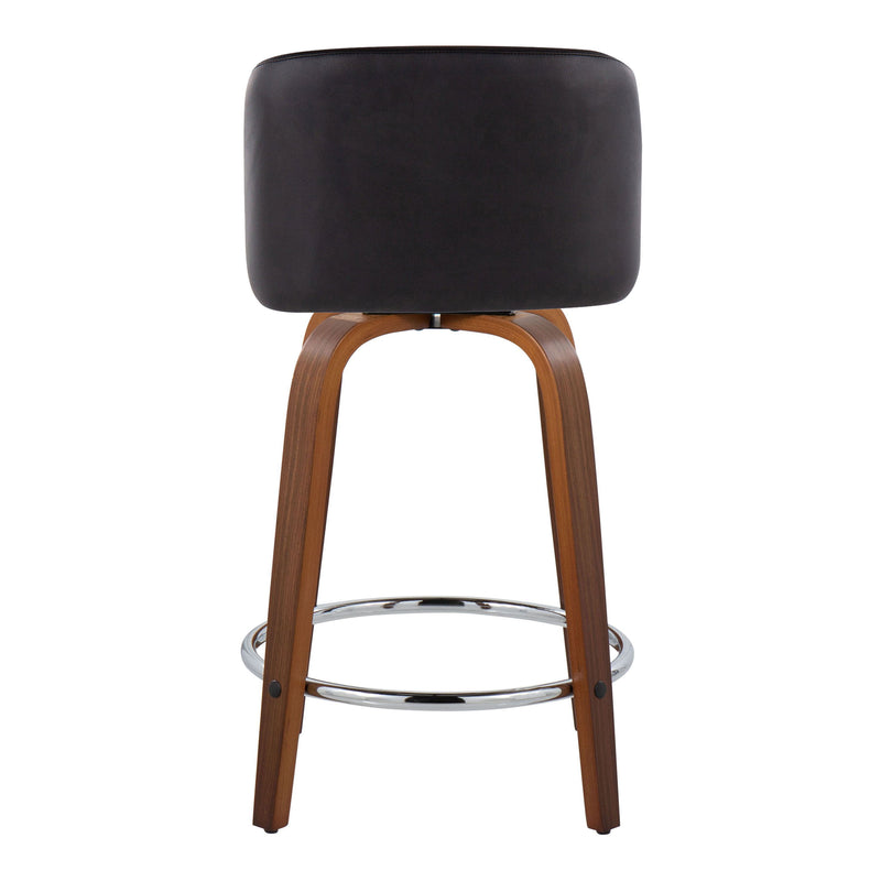 Toriano - Mid Century Modern Fixed Height Counter Stool With Swivel With Round Footrest (Set of 2)