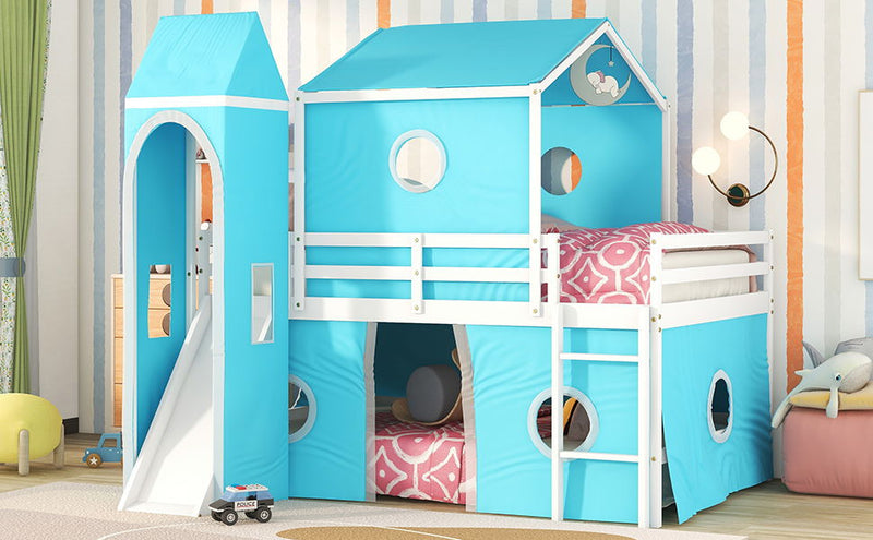 Loft Bed With Slide Tent And Tower