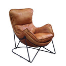 Thurshan - Accent Chair - Aperol Top Grain Leather & Black Finish - Atlantic Fine Furniture Inc