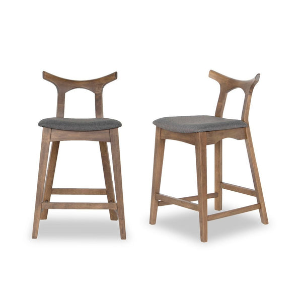 Hester - Solid Wood Upholstered Square Bar Chair (Set of 2) - Gray