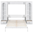 French Style Murphy Platform Bed With Shelf, Side Cabinets, Drawers And LED