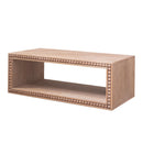 Beaded Edge Coffee Table, Rectangular Center Table With Open Storage Shelf - Antique Natural / Light Natural / Natural