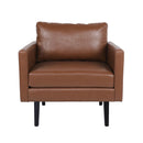 Faux Leather Club Chair With Birch Tapered Legs - Light Brown