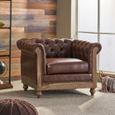 Luminex - Tufted Upholstered Club Chair With Nailhead Accents And Scrolled Tuxedo Arms