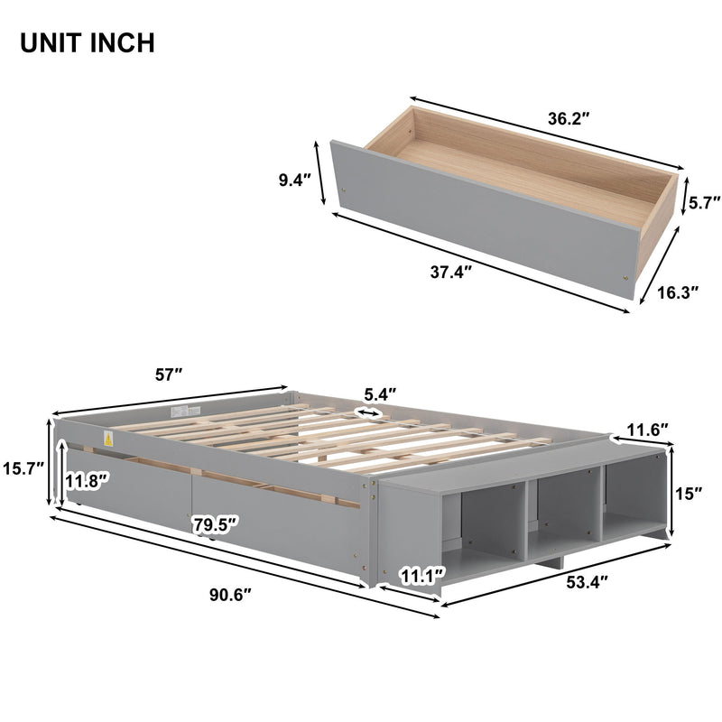 Bed With Storage Case, 2 Storage Drawers, Lengthwise Support Slat