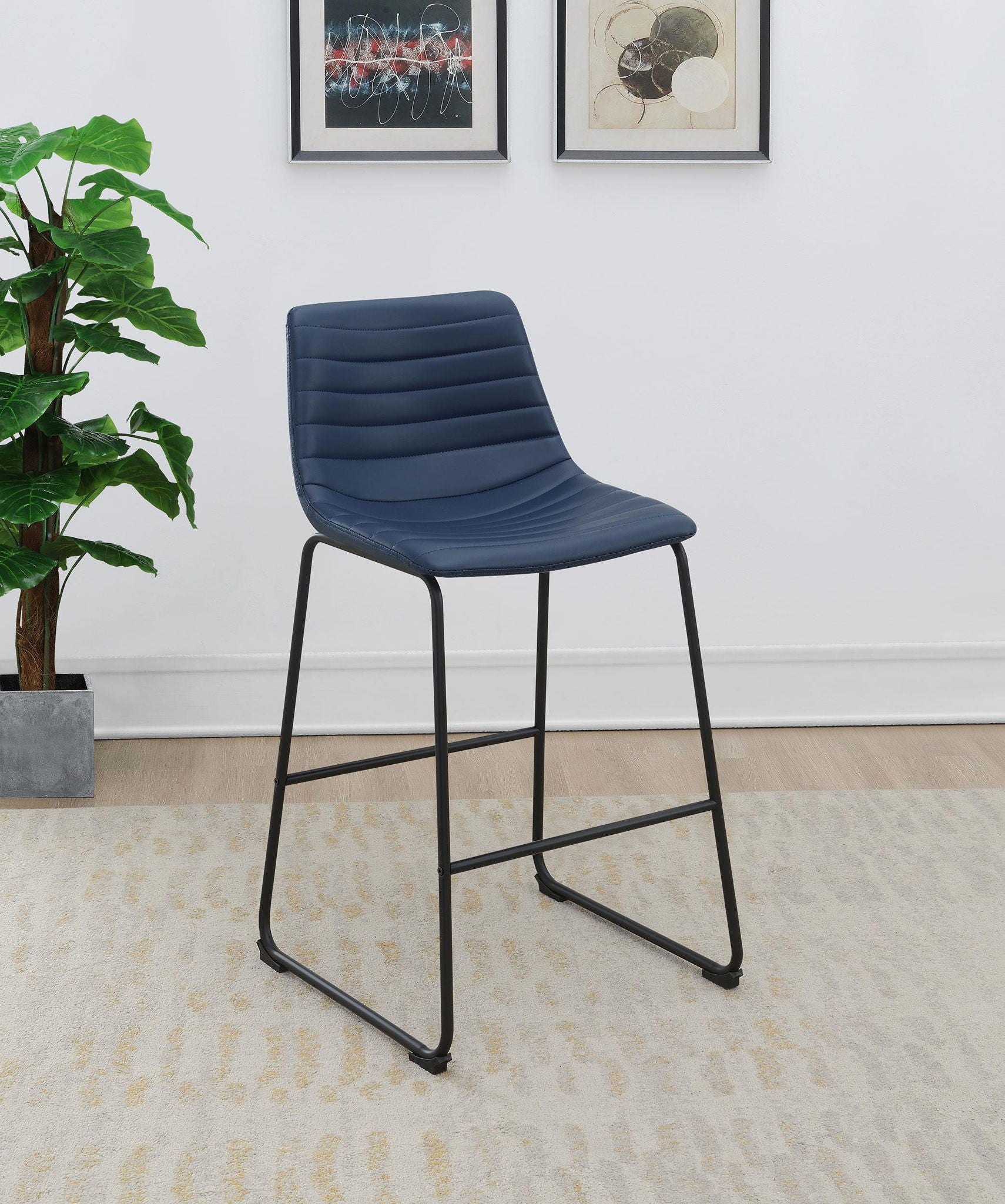 Zuni Faux Leather Upholstered Counter Chair Blue (Set of 2) - Atlantic Fine Furniture Melbourne FL