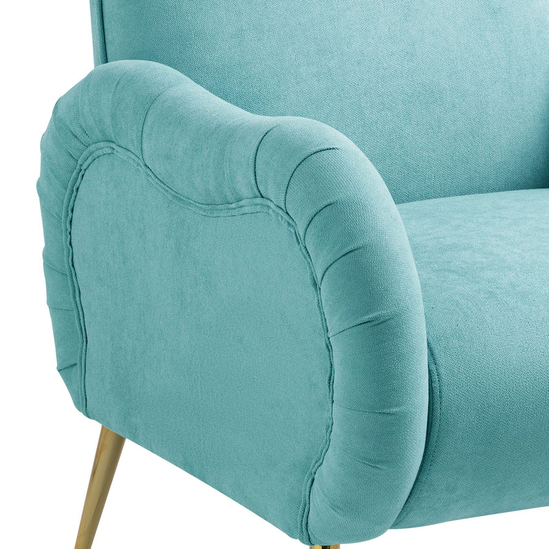 Modern Accent Chair With Metal Legs, Snowflake Fabric Armchair
