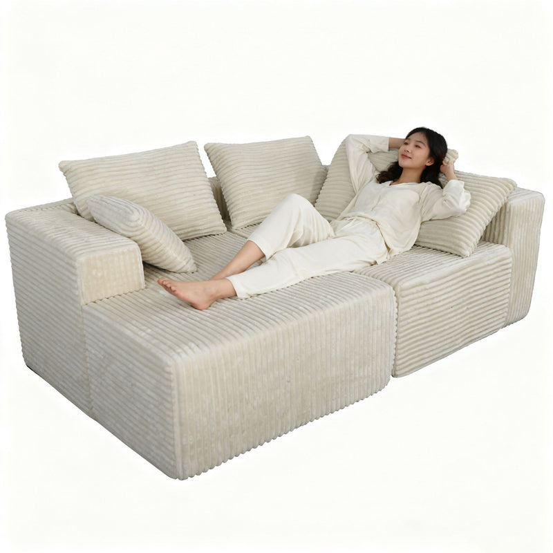 Corner Combination Sofa Sectional Couch With Soft Plush Fabric