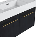 Modern Wall Mounted Bathroom Vanity With Thick Edge Resin Sink And Storage Rack