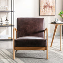 Classic Mid-Century Modern Accent Chairs, Open Framed Armchair With Cushioning Brown - Dark Brown