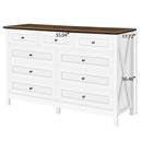 Rustic Storage Dresser With 9 Drawers And Silver Handle