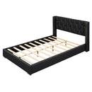 Upholstered Platform Bed With Strips - Black