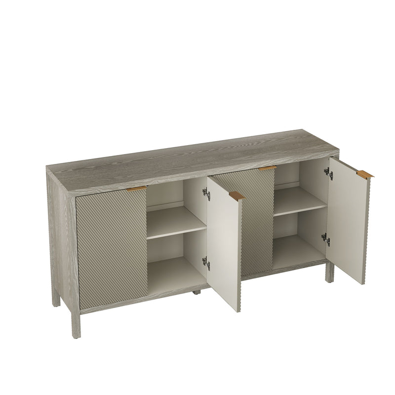 Buffet Cabinet With 4 Doors, Storage Sideboard For Living Room, Dining Room - Champagne