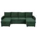 U Shaped Sectional Sofa Bed With Storage Chaise Lounges, USB Ports, And Cup Holders