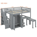 Loft Bed With Stairs, Bookshelf, Drawers, Desk & Wardrobe, Space Saving Multifunctional Furniture