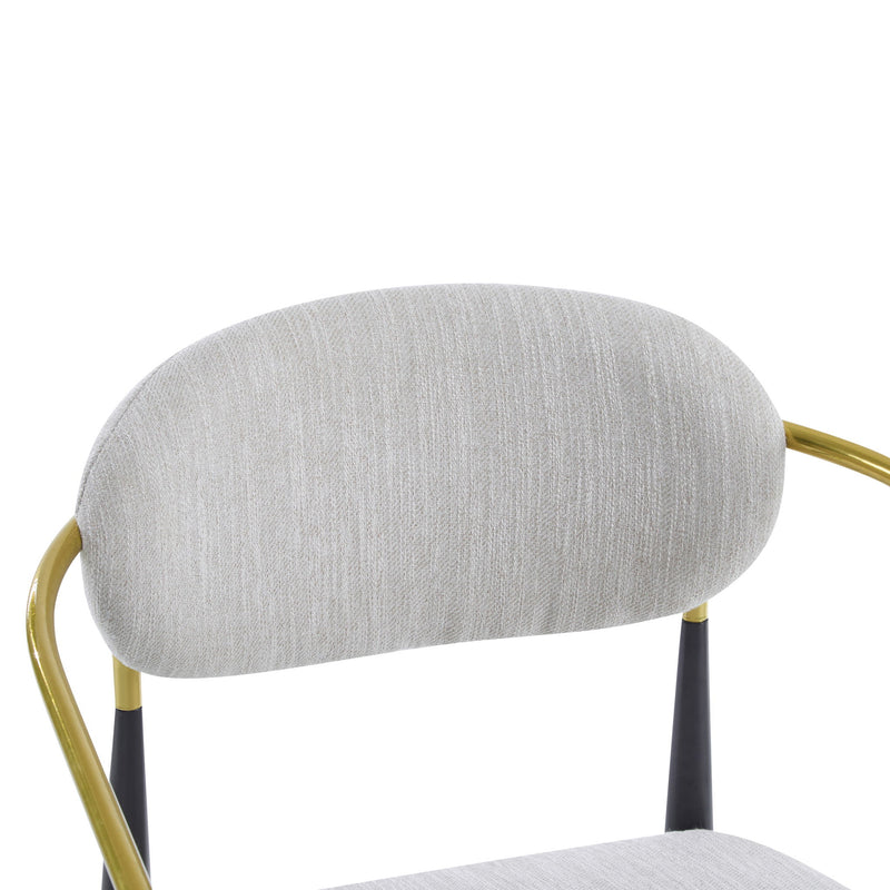 Mid Century Modern Upholstered Accent Armchair With Tapered Legs - Beige / Black / Gold