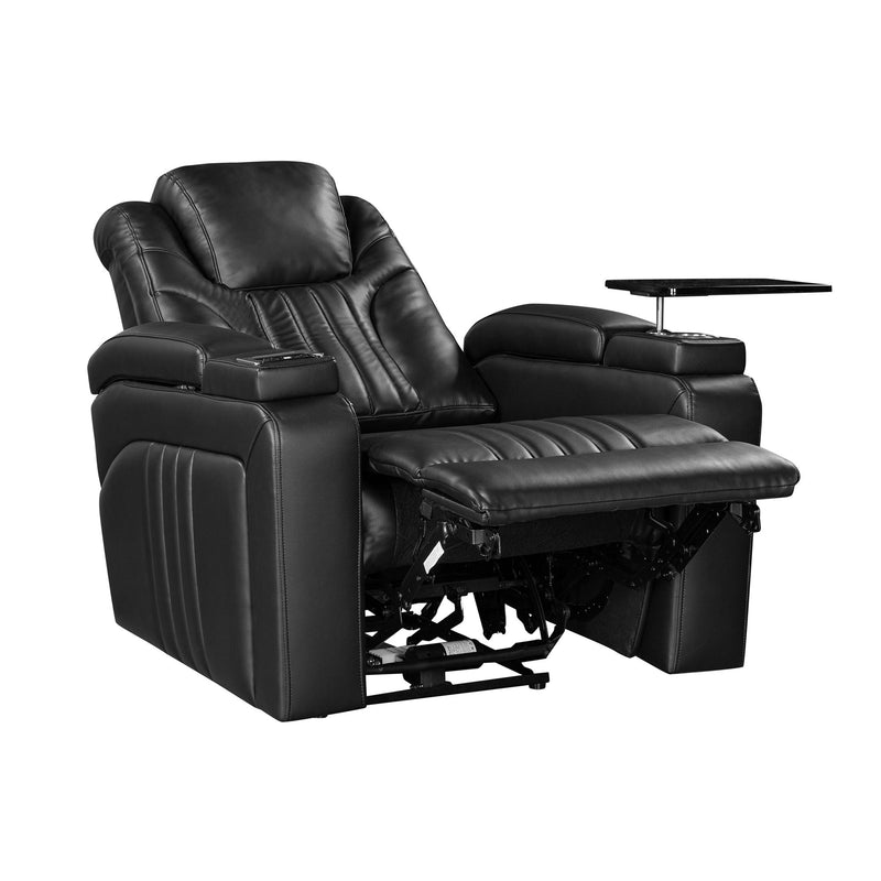 Power Recliner Home Theater Recliner With Power Adjustable Headrest, Wireless Charging Device, USB Port, Storage Arms, Cup Holder And Swivel Tray Table For Living Room