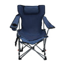 Outdoor Camping Chairs Folding Portable Adjustable Reclining Chair With Side Pockets & Cup Holder - Dark Blue