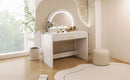 Makeup Vanity Table With Mirror Touch Screen Lighted Mirror, Dressing Table With Drawer For Bedroom - White