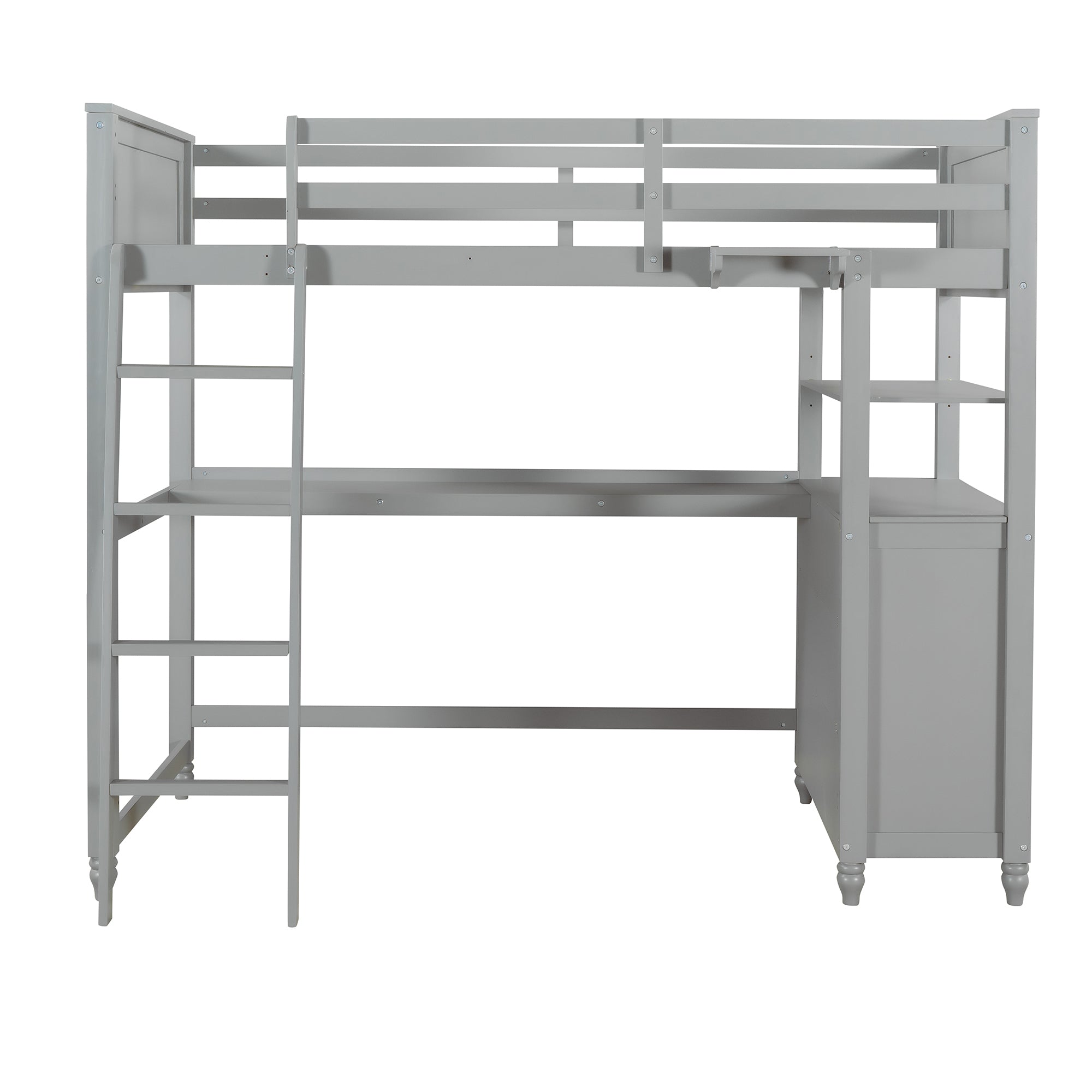 Twin size Loft Bed with Drawers and Desk, Wooden Loft Bed with Shelves - Gray(OLD SKU: LT001530AAE) - Atlantic Fine Furniture Melbourne FL