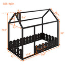 {Slats are not included}Twin Size Wood Bed House Bed Frame with Fence,for Kids,Teens, Girls,Boys {Espresso}{OLD SKU:WF194274AAP}