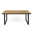 Outdoor Dining Table With U Shape Legs And Slat Top Table - Teak