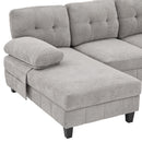 U-Shaped Sectional Sofa 103.5" Black Chenille Fabric Couch With Dual Chaise Lounges, Storage Pockets, Armrest Pillows