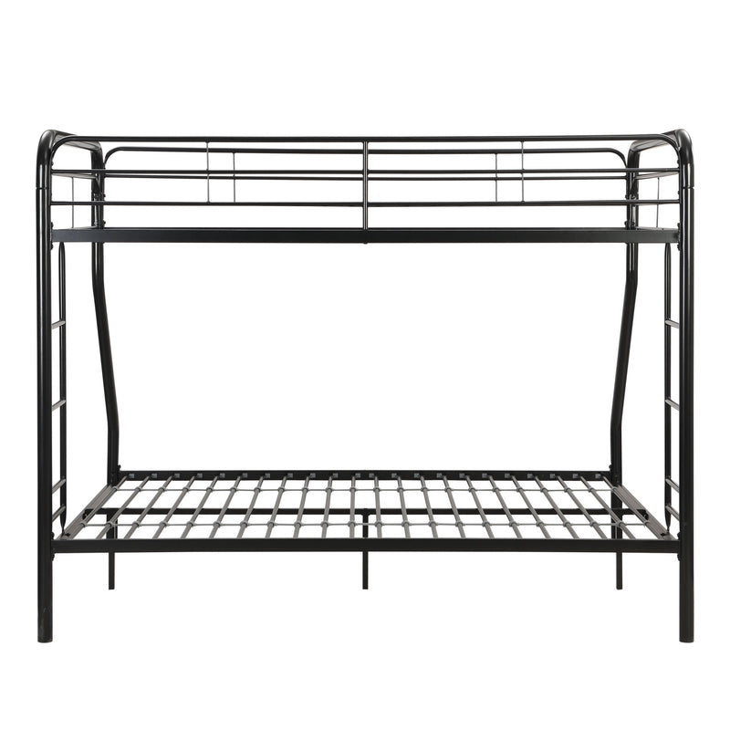 Modern Twin Over Full Metal Bunk Bed With Trundle And Dual Side Ladder And Metal Design - Black / Brown