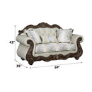 Pierce - Loveseat With 3 Pillows - Beige Fabric & Cherry