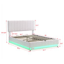 Upholstered Bed With Hydraulic Storage System And LED Light, With Sockets And USB Ports