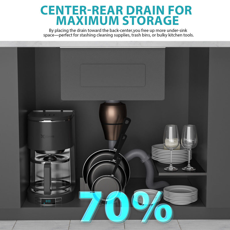 Drop-In Stainless Steel Kitchen Sink With Pull-Out Faucet And Soap Dispenser