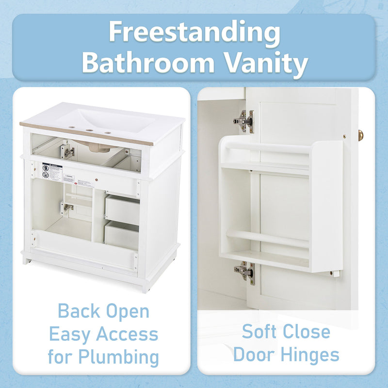 Freestanding Bathroom Vanity With Sink, Soft Closing Door, Tip Out Drawer
