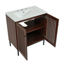 30" Vintage Bathroom Vanity With Ceramic Sink, Modern Bathroom Vanity Cabinet With 2 Soft Close Doors, Equpiied With 4 Sturdy Iron Legs - Antique Dark Brown