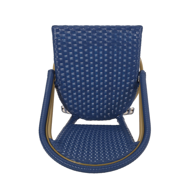 Outdoor Rattan And Aluminum French Barstools (Set of 2)