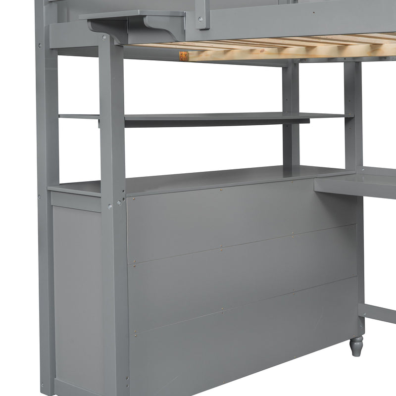 Loft Bed With Drawers With Desk And Shelves