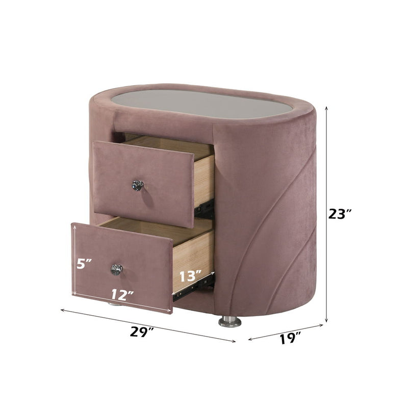 Salonia - Nightstand - Pink Velvet - Atlantic Fine Furniture Inc