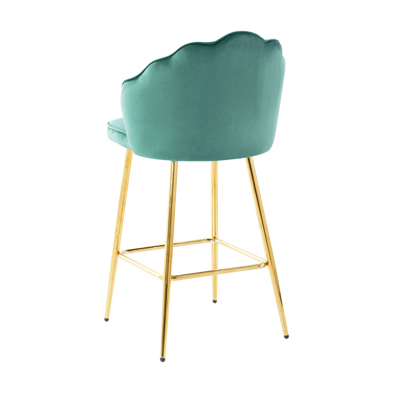 Elegant Shell Shape Velvet Bar Chair (Set of 2)