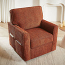 360° Swivel Accent Barrel Armchair With Side Pockets, Compact Design