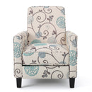 Floral Print Push Back Chair For Elegant Home Decor - White / Blue