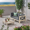 Brava - X Back 2 Seater Sectional Loveseat With Coffee Table