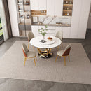 Round Dining Table With 360° Smooth Lazy Susan Stain / Heat - Gold / Black / White