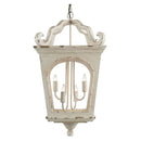4 Light Wood Chandelier, Hanging Light Fixture With Adjustable Chain For Kitchen, Bulb Not Included - Cream White