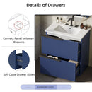 Fluted Bathroom Vanity With Ceramic Sink, Freestanding Cabinet