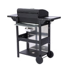 3 Burner Propane Gas Bbq Grill, 25650Btu Output With Wire Enamel Cooking Grids For Outdoor Barbecue, Foldable Side Table, Stainless Steel - Black / Silver