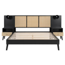 Bed Frame With 2 Nightstands Elegant Design With Lamps