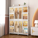 Portable Wardrobe Closet Storage Organizer For Clothes With Magnetic Doors, 12 Cubes & 2 Hanging Rods - White